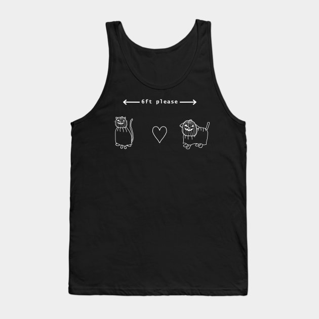 Spooky Cat and Dog Social Distancing a Halloween Horror Tank Top by ellenhenryart